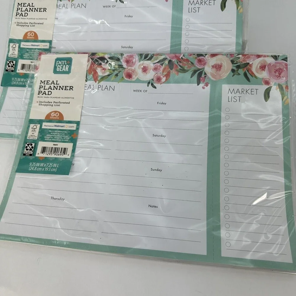 Pen+Gear Weekly Meal Planner Pad Shopping List Meal Plan 60 Sheets